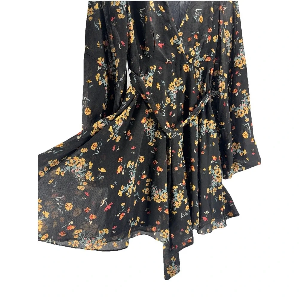 Free People Lilou Mini Dress Floral Boho Chic Bell Sleeve Western Festival Small